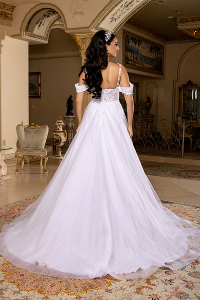 Off-Shoulder Embellished Strap Corset Lace Appliqué A-Line Bridal Gown by Royal Queen RQ8272