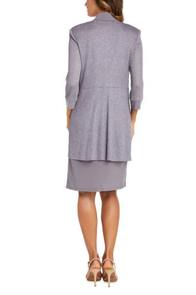 2 Piece Short Evening Jacket Dress with Sleeveless, Scoop Neck, and Lace Detail by R&M Richards 1873