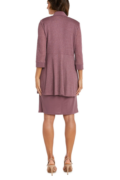 2 Piece Short Evening Jacket Dress with Sleeveless, Scoop Neck, and Lace Detail by R&M Richards 1873