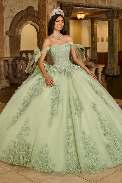 Rachel Allan RQ1132 Applique Sheer Corset Quinceanera Dress