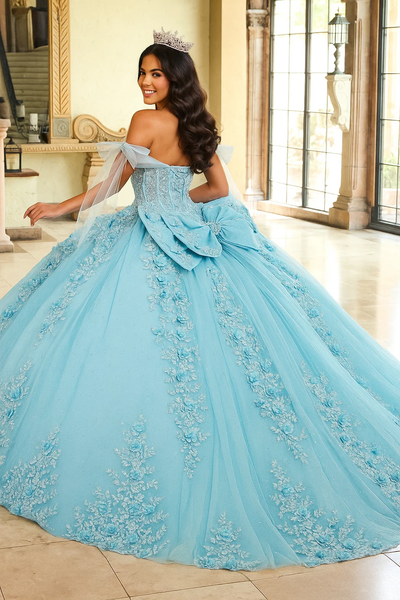 Rachel Allan RQ1132 Applique Sheer Corset Quinceanera Dress