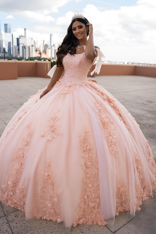 Rachel Allan RQ1132 Applique Sheer Corset Quinceanera Dress