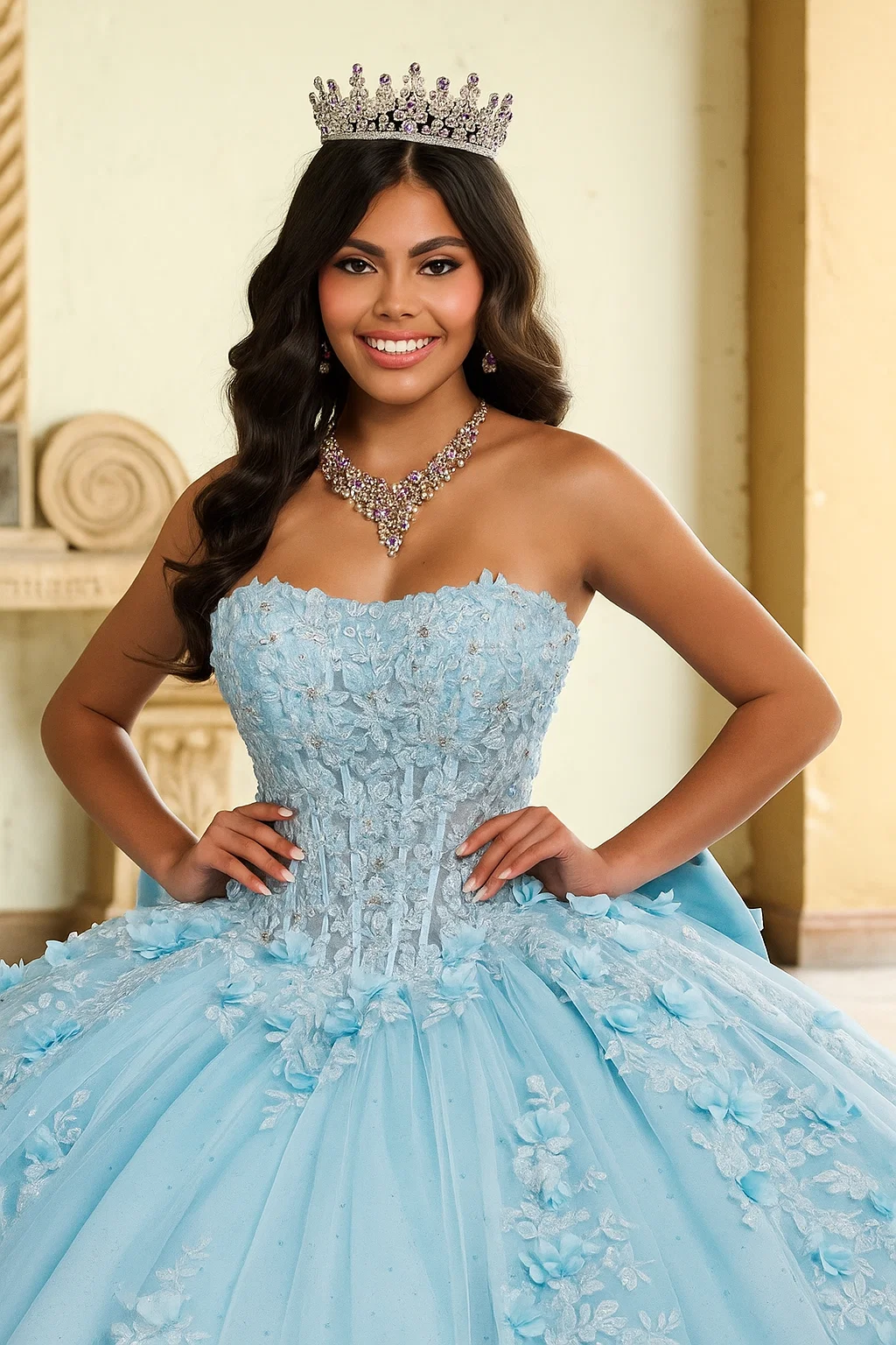 Rachel Allan RQ1132 Applique Sheer Corset Quinceanera Dress