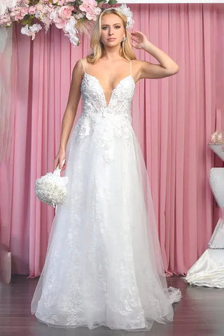 Royal Queen RQ7915 V-Neck A-Line Wedding Dress Ivory