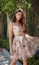 Pink Floral-Print Short Homecoming Dress S849