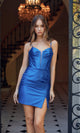 Vestido corto de fiesta con corpiño de corsé brillante S923