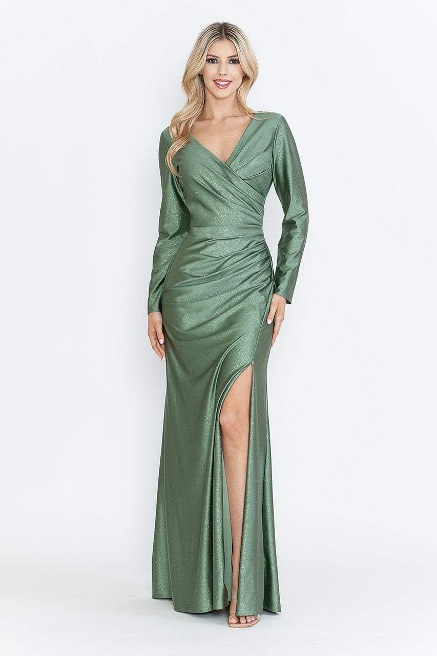 Vestido de madre de la novia con escote en V y corte entallado de Lenovia 5323 (Nueva colección)