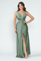 Vestido de dama de honor con escote en V, corte imperio y fruncido, de Lenovia 5319 (Nueva colección)
