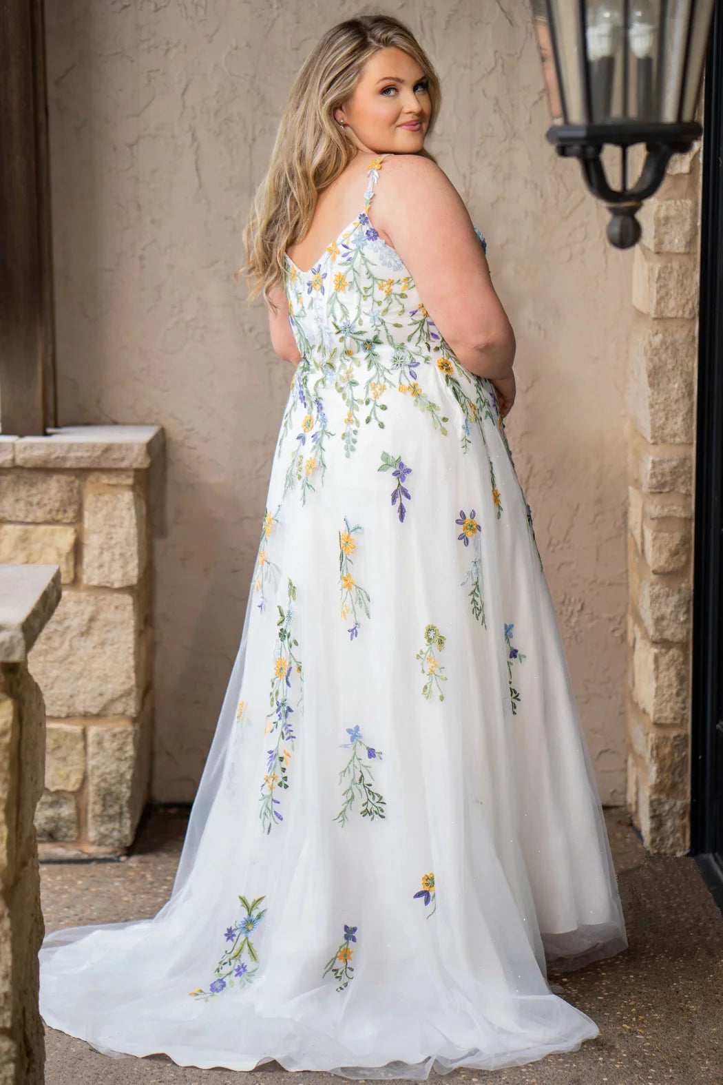 Sydney's Closet Ivory Floral Wedding Dress