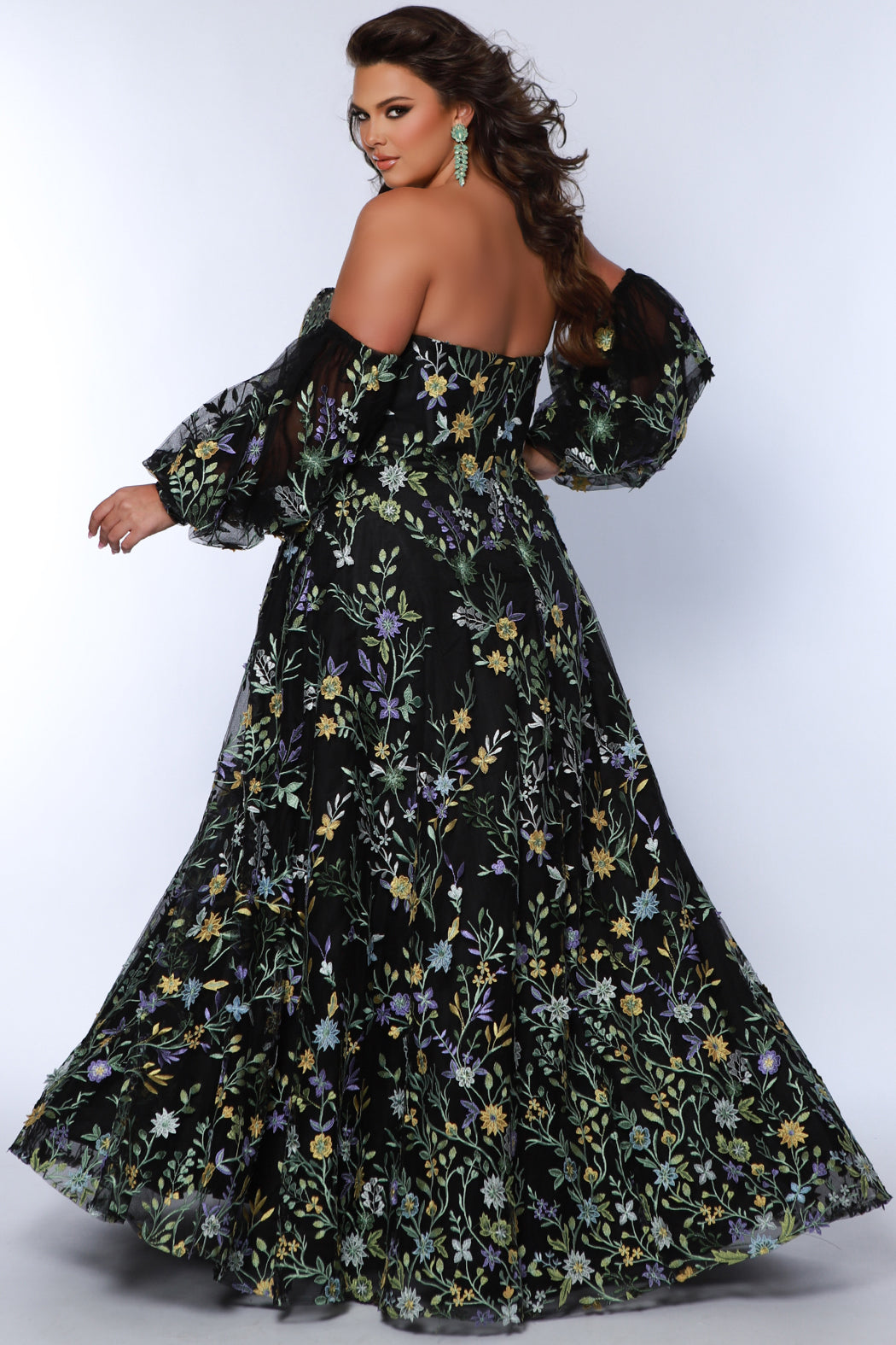 Sydney's Closet Black Floral Prom Dress
