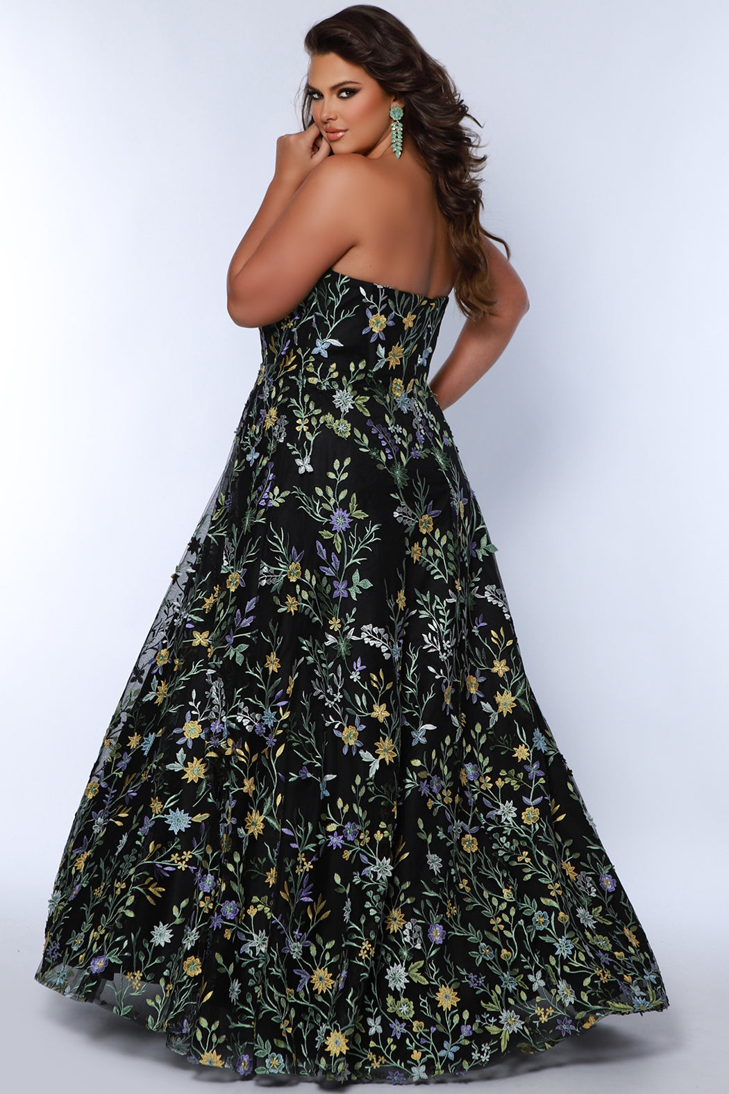 Sydney's Closet Black Floral Prom Dress