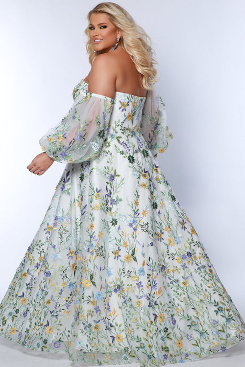 Sydney's Closet Ivory Floral Prom Dress