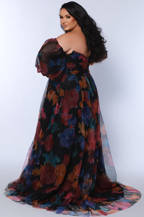 Sydney's Closet Multi Floral Prom Dress