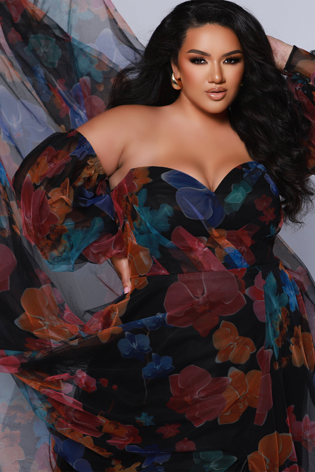 Sydney's Closet Multi Floral Prom Dress