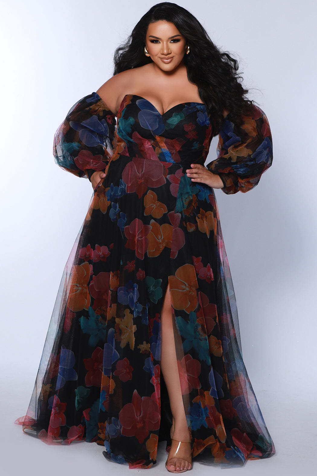 Sydney's Closet Multi Floral Prom Dress