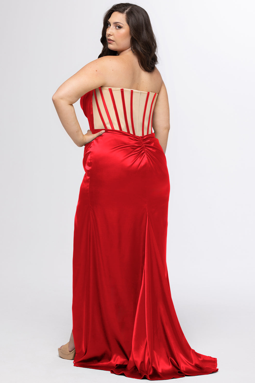 Sydney's Closet Ruby/Nude Prom Dress
