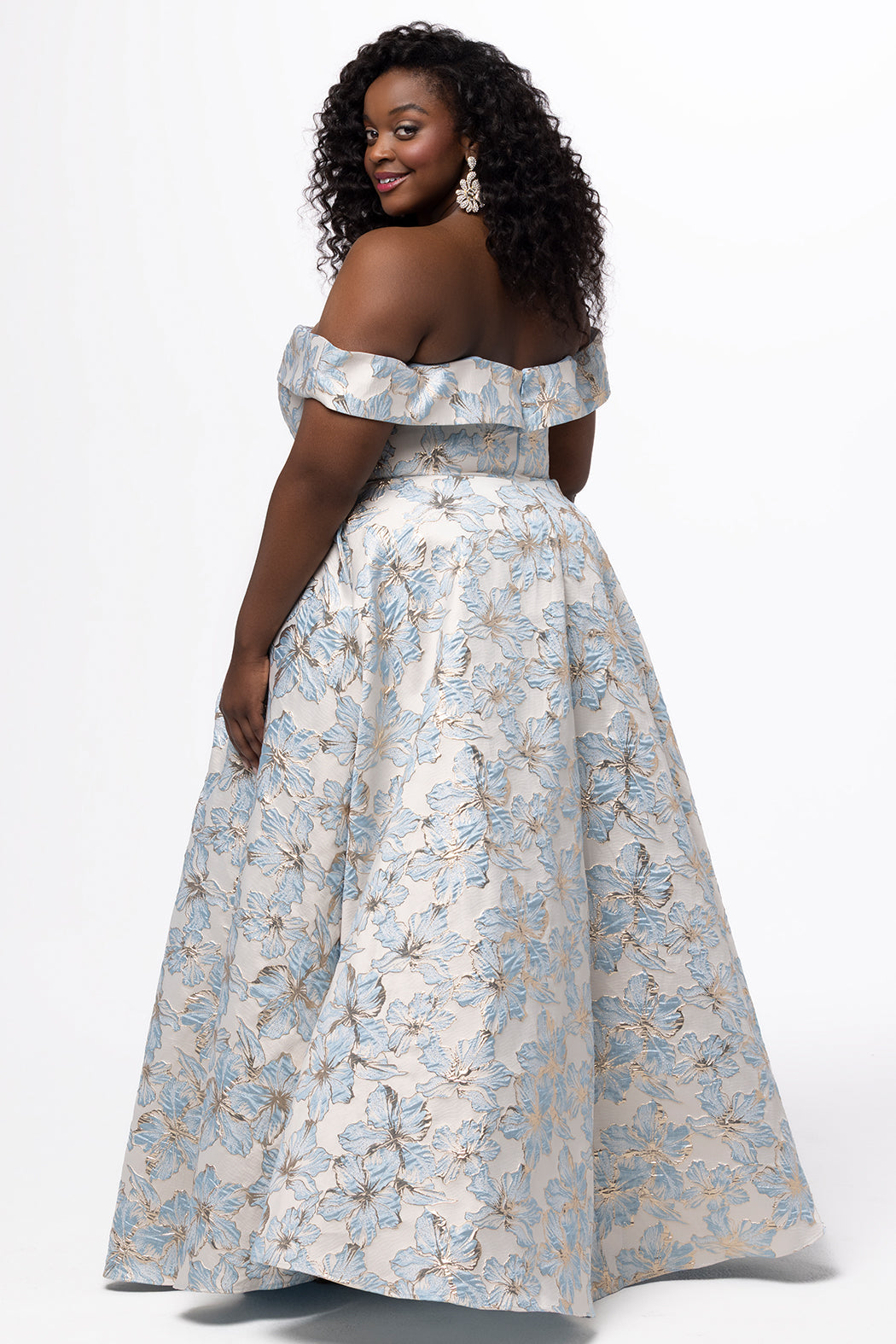 Sydney's Closet Light Blue Floral Prom Dress