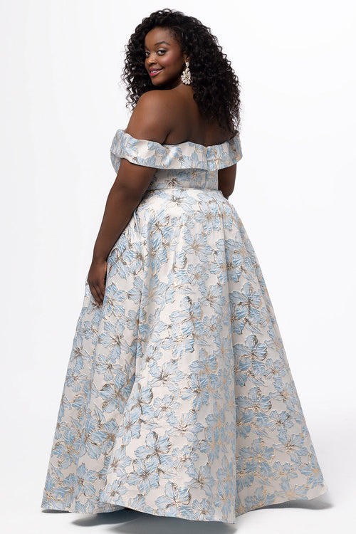 Sydney's Closet Light Blue Floral Prom Dress