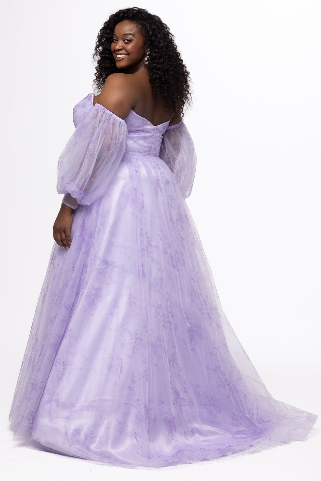 Sydney's Closet Purple Floral Prom Dress