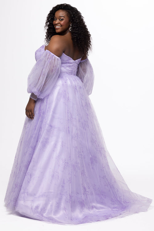 Sydney's Closet Purple Floral Prom Dress