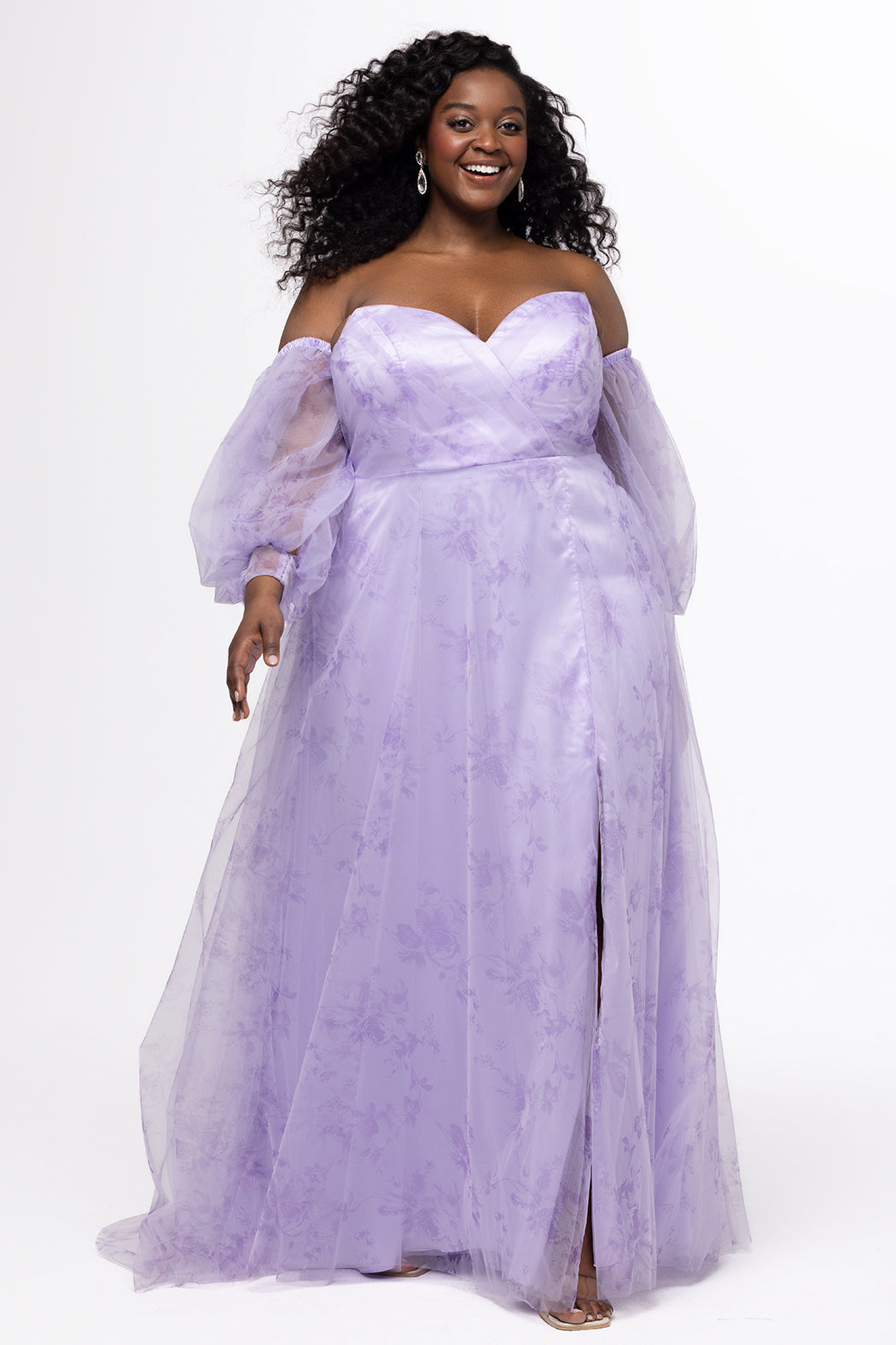Sydney's Closet Purple Floral Prom Dress