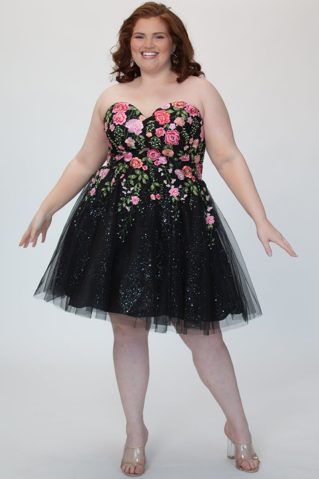Sydney's Closet Black Floral Party Dress