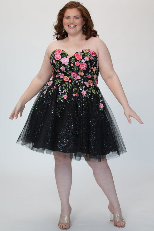 Sydney's Closet Black Floral Party Dress