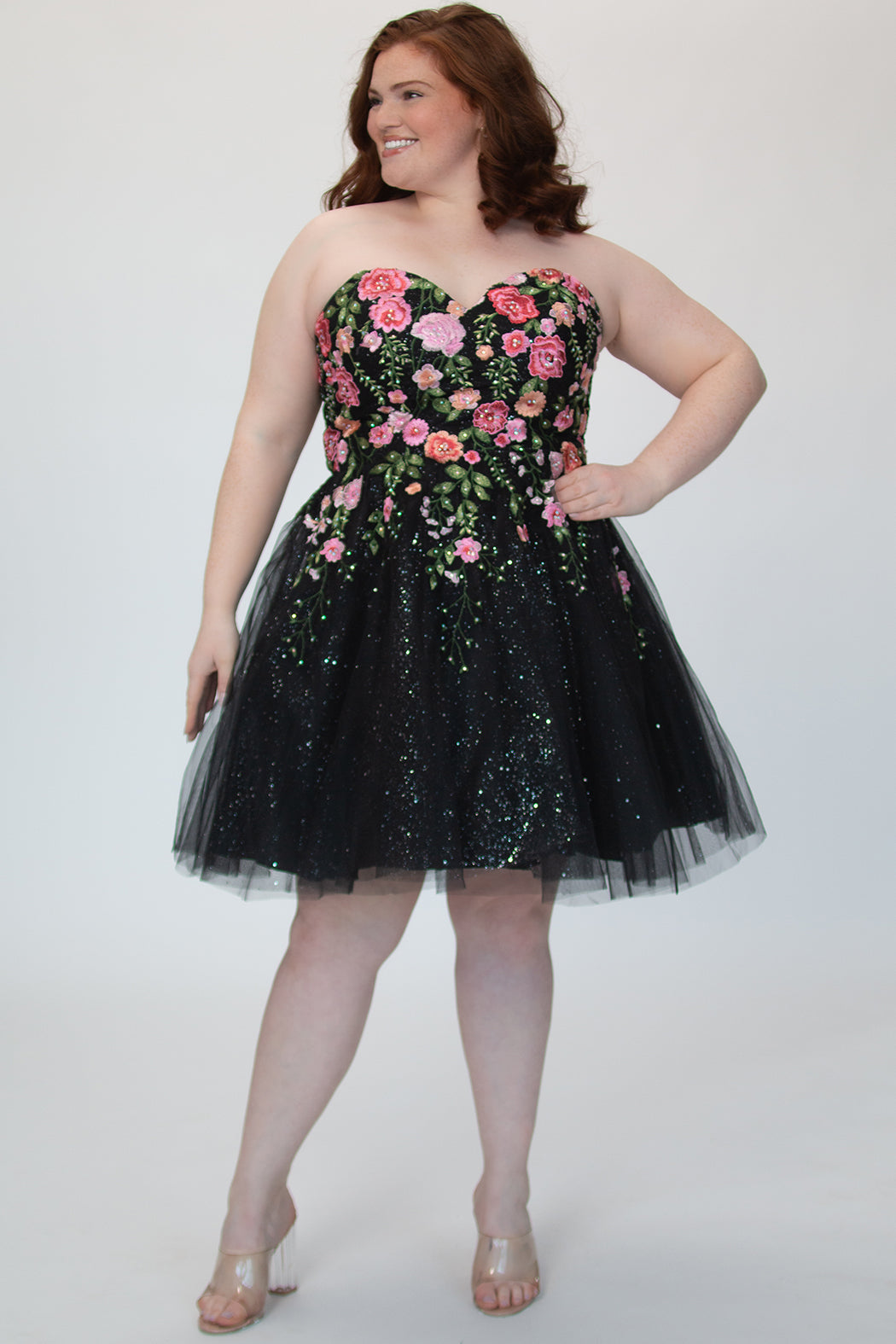 Sydney's Closet Black Floral Party Dress