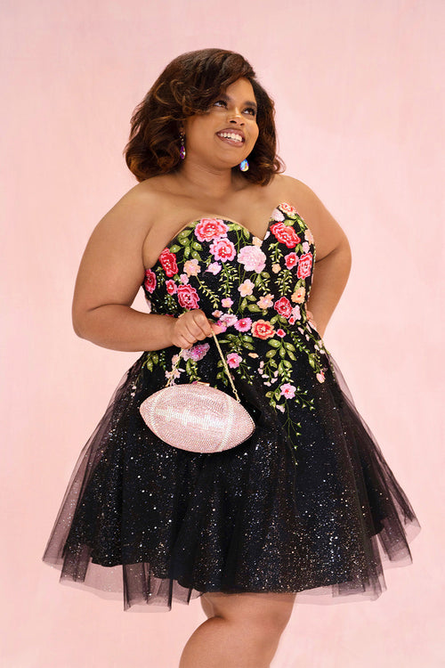 Sydney's Closet Black Floral Party Dress