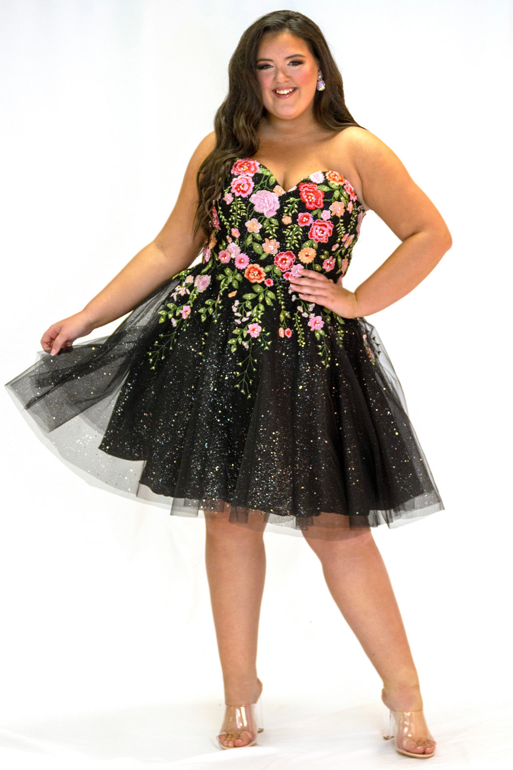 Sydney's Closet Black Floral Party Dress