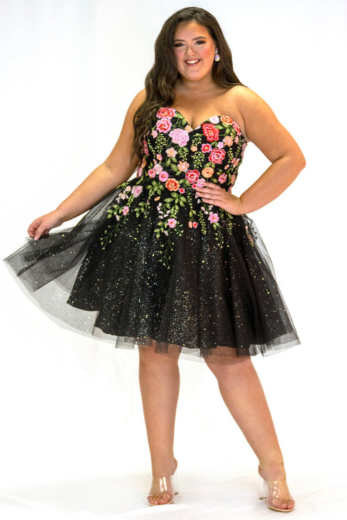 Sydney's Closet Black Floral Party Dress