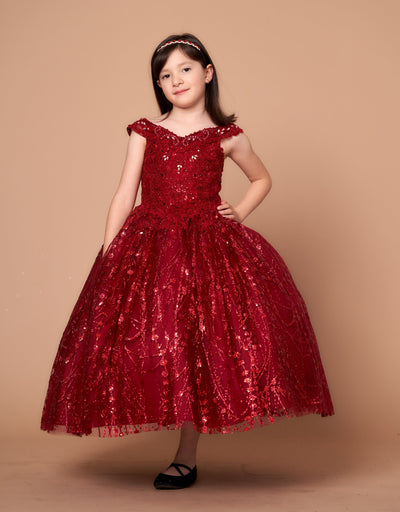 Girls Off Shoulder Cape Gown by Calla SCK303