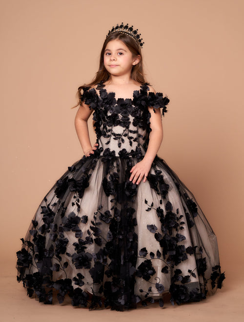 Girls 3D Floral Off-Shoulder Gown by Calla SCK305