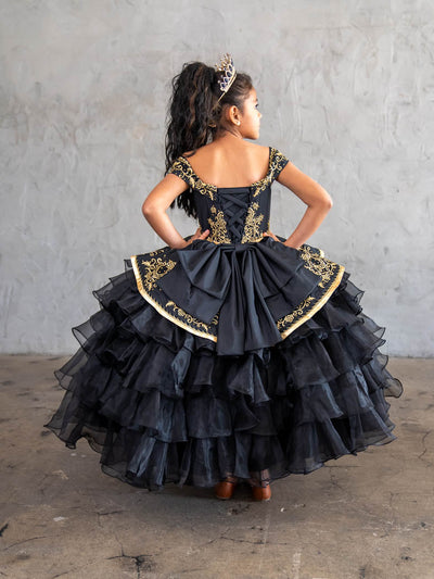 Girls Ruffled Charro Off-Shoulder Gown by Calla SCK313