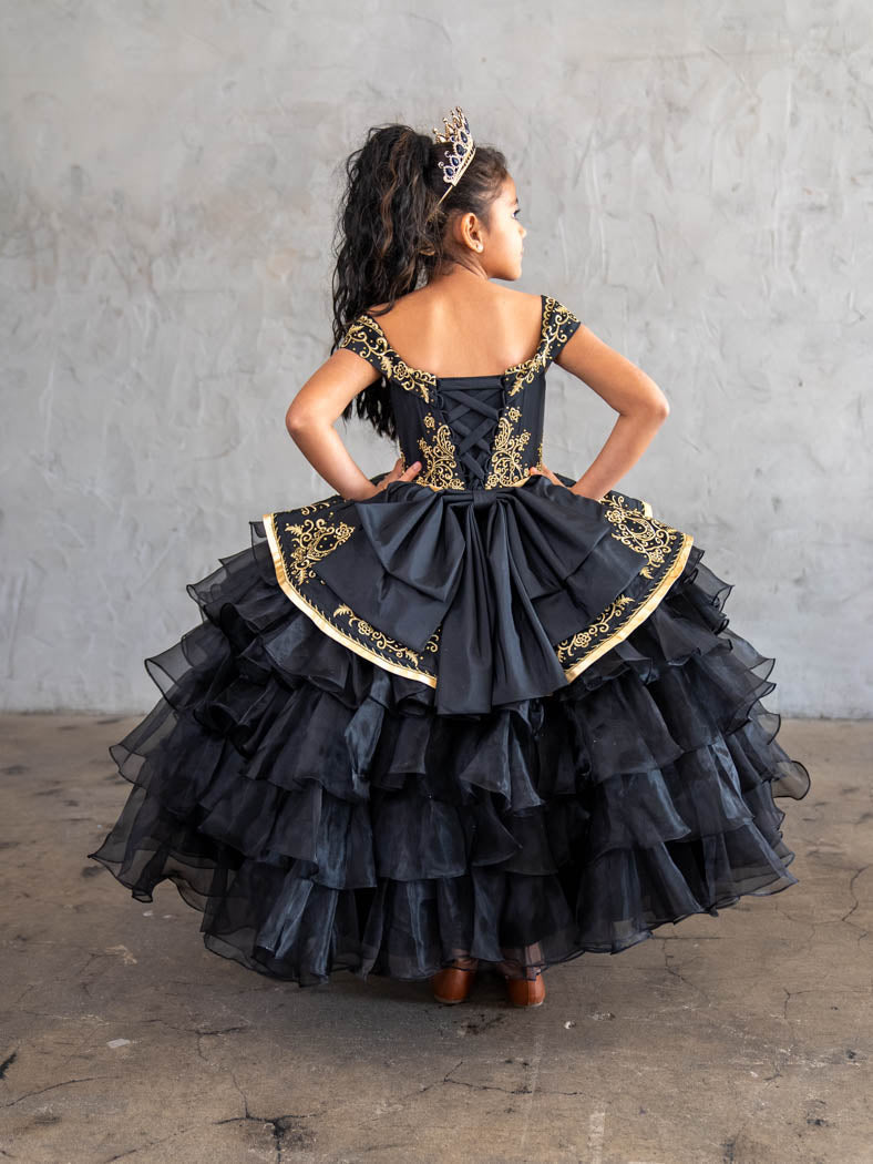 Girls Ruffled Charro Off-Shoulder Gown by Calla SCK313