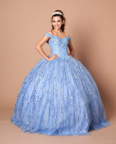 Appliqué Off-Shoulder Cape Ball Gown by Calla SCL30003