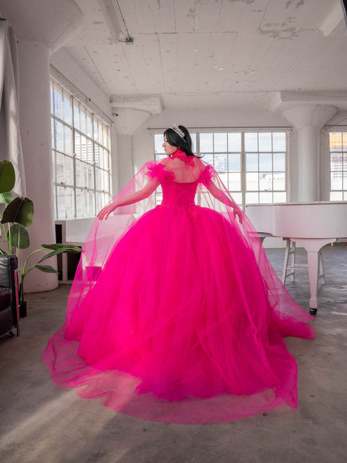 Off-Shoulder Cape Ball Gown by Calla SCL30010