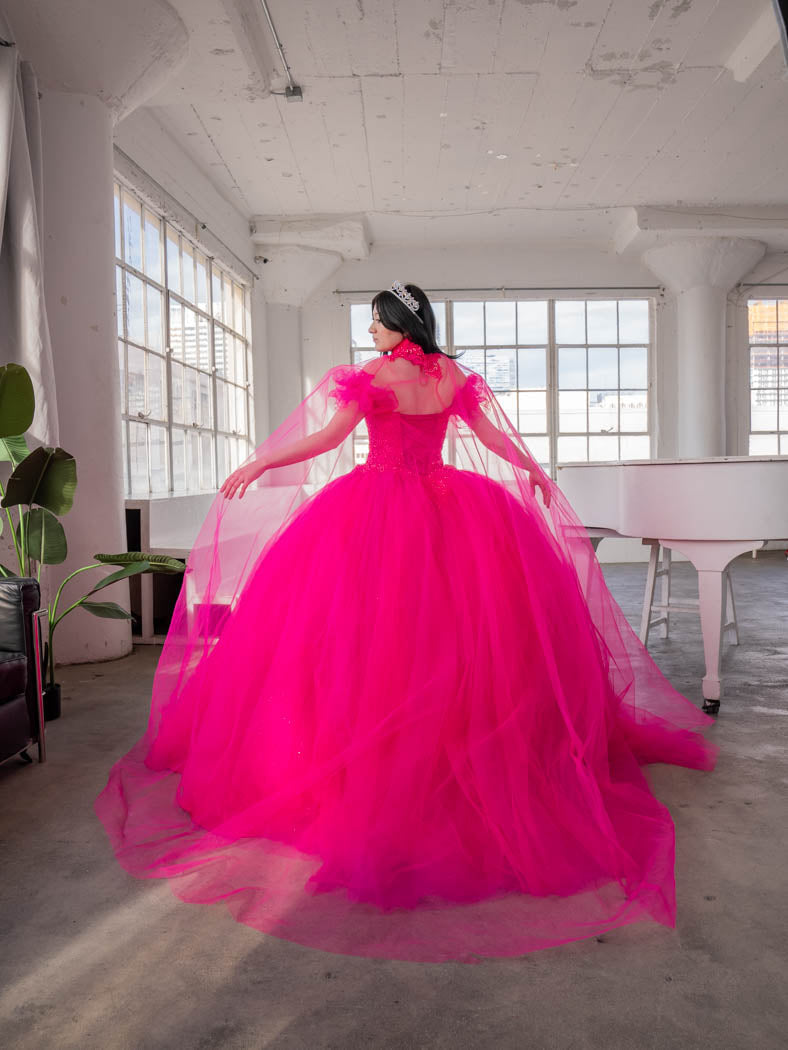 Off-Shoulder Cape Ball Gown by Calla SCL30010