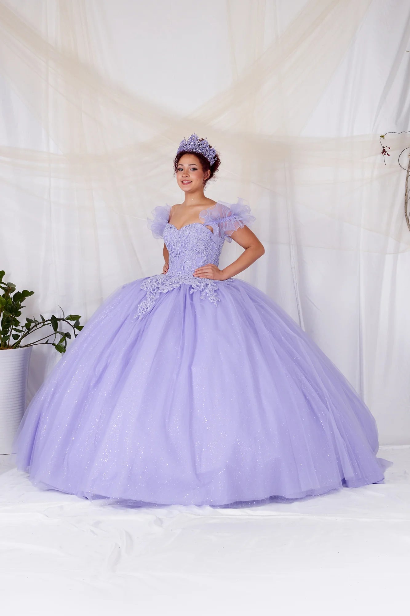 Removable Off the Shoulder Quinceanera Dress Embroidered Cape Ball Gown by Calla SCL-30010