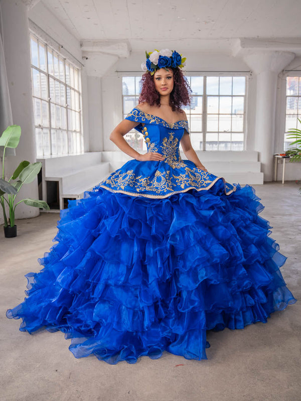 Calla Collection Royal Blue/Gold Quinceanera Dresses