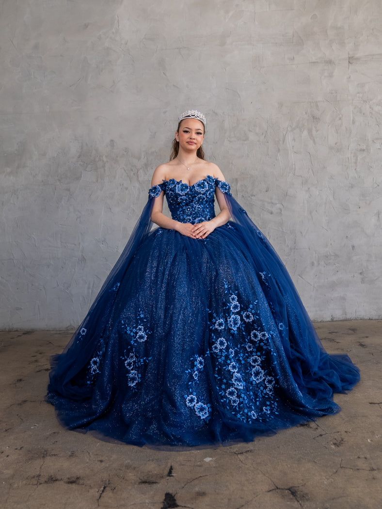 Off-Shoulder Cape Sleeve Ball Gown by Calla SCL30014