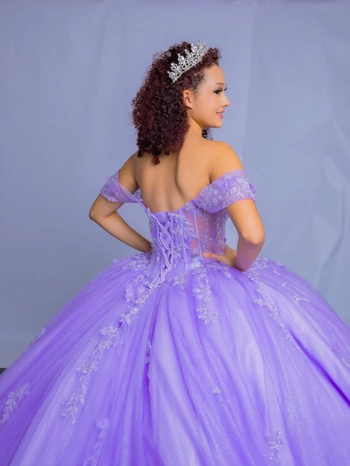 3D Butterfly Off-Shoulder Ball Gown by Calla SCL30015