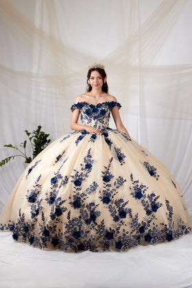 3D Floral Quinceanera Dress Off-Shoulder Ball Gown by Calla SCL-30036