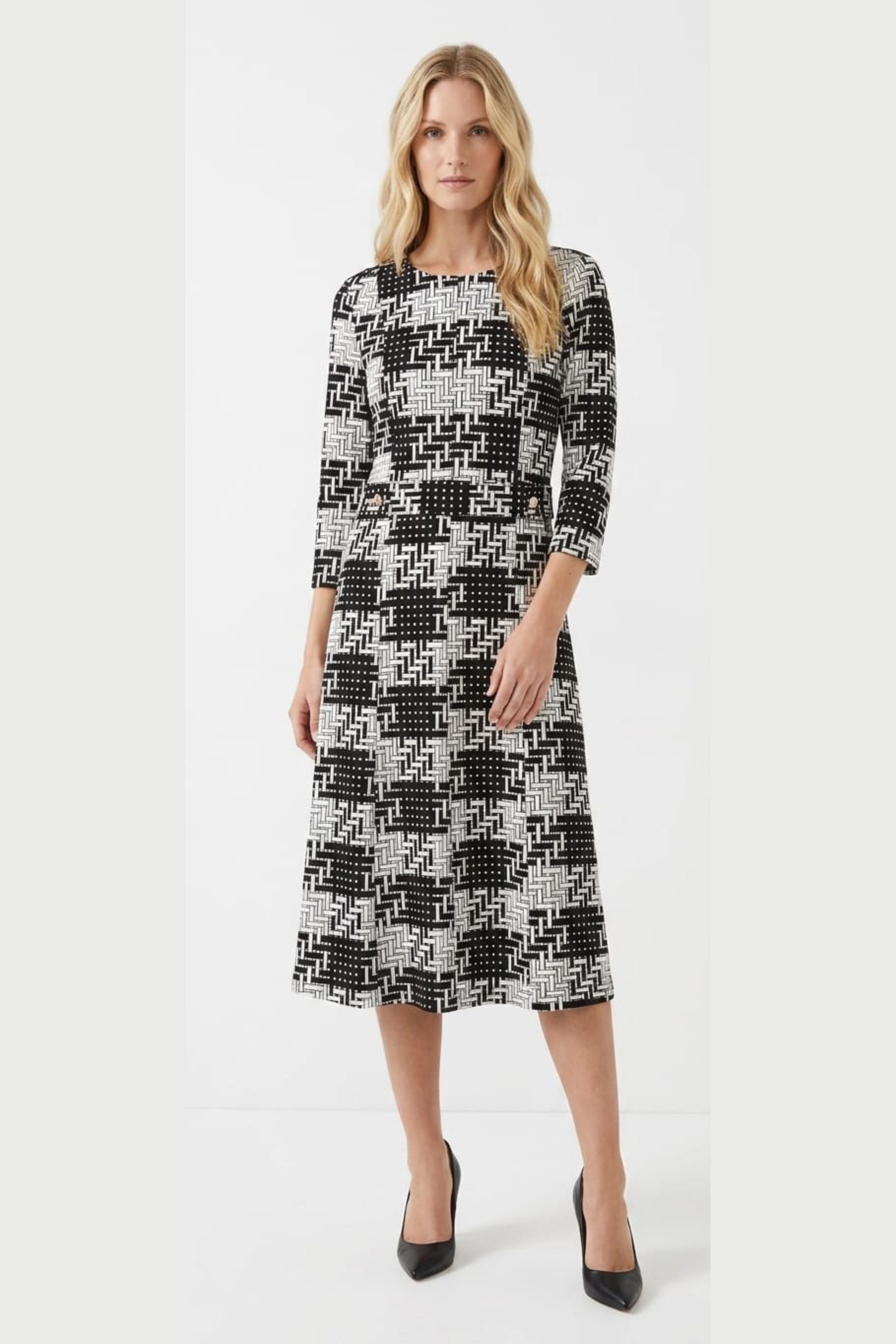 Jessica Rose SCP307 Monochrome Tweed A-Line Shift Dress