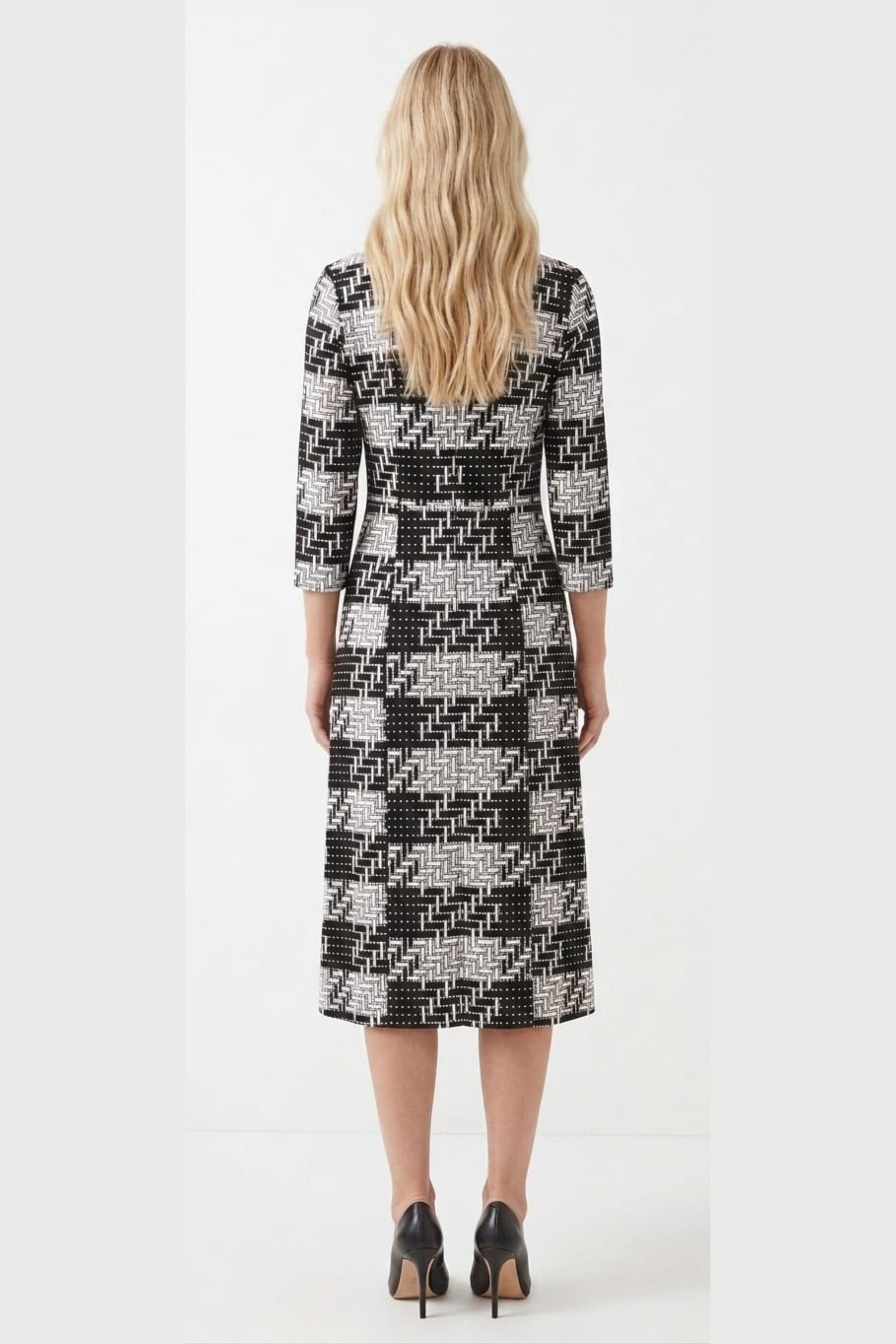 Jessica Rose SCP307 Monochrome Tweed A-Line Shift Dress