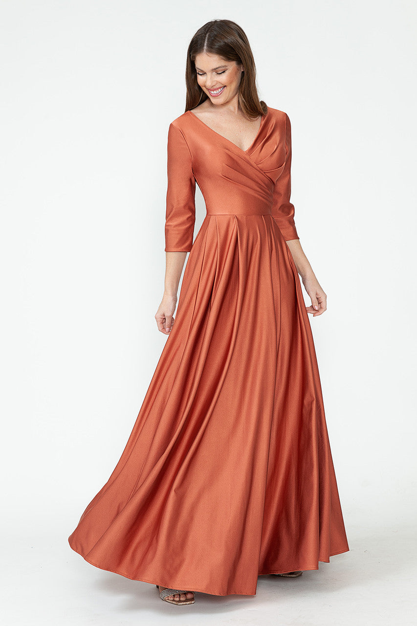 Vestido de madre de la novia con mangas 3/4 y corte A de Lenovia 5243