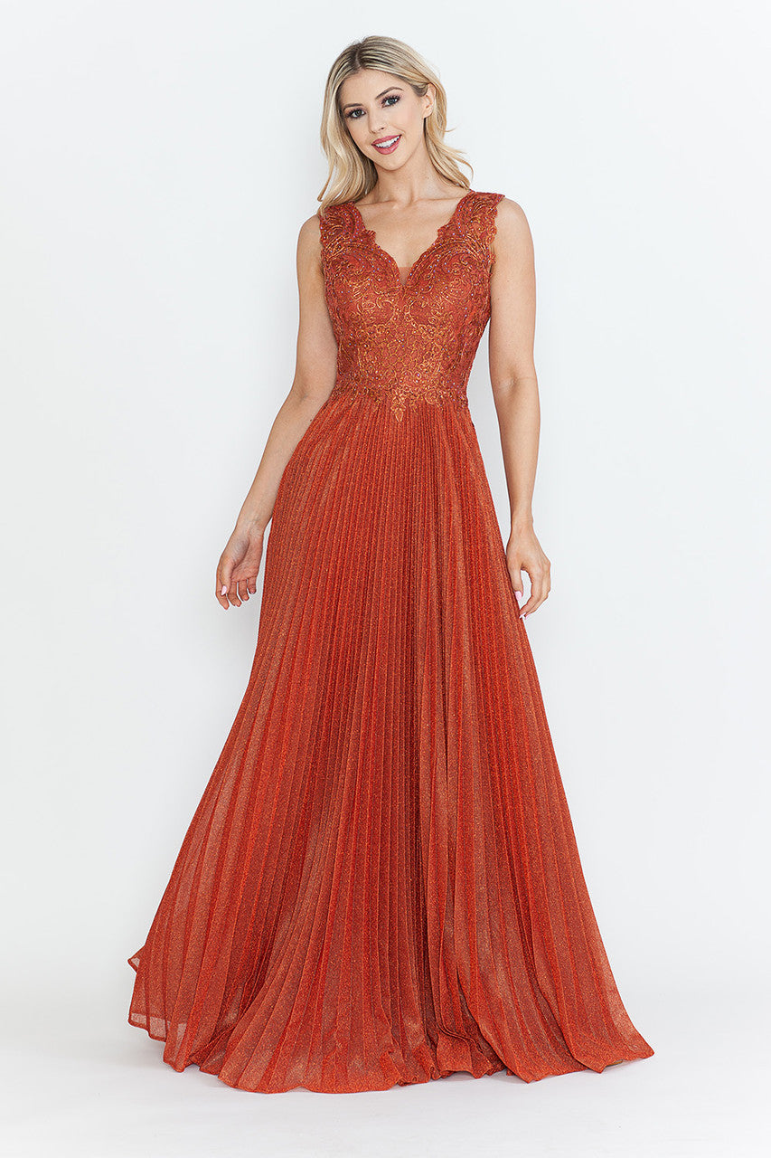 Vestido de madre del novio con escote en V y mangas 3/4 de Lenovia 8341 (Nueva colección)