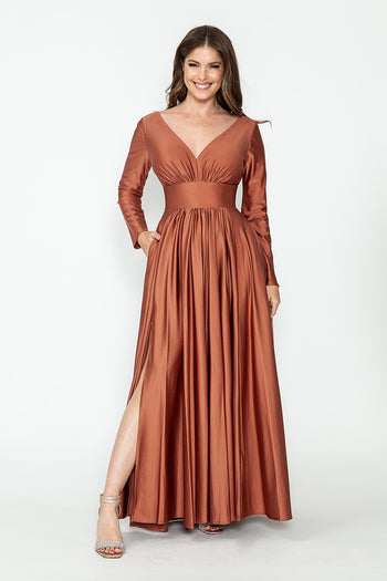 Mother Of The Groom Dress Thigh Slit Flare Formal Gown By Lenovia 5231