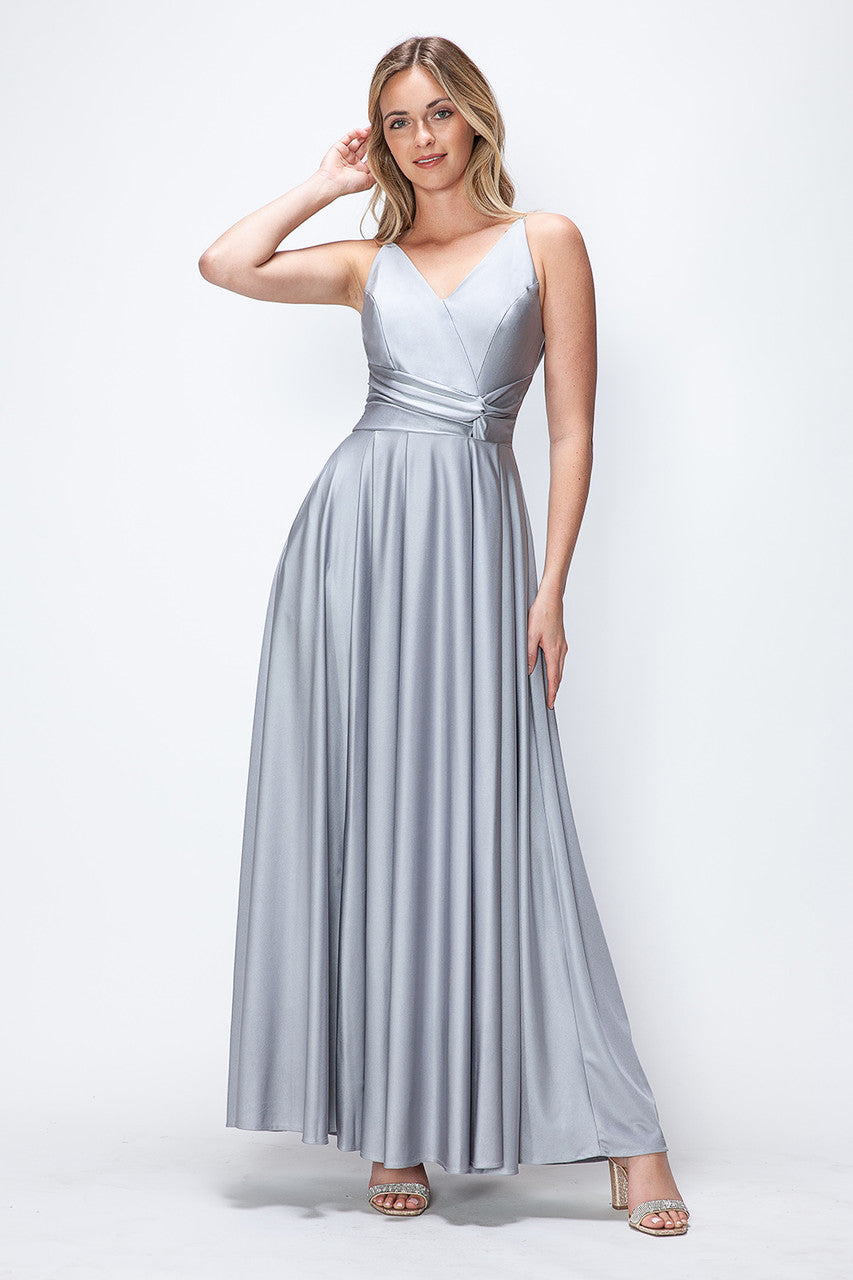 Evening Dress V-Neck Thigh Slit A-Line Formal Gown By Lenovia 5275