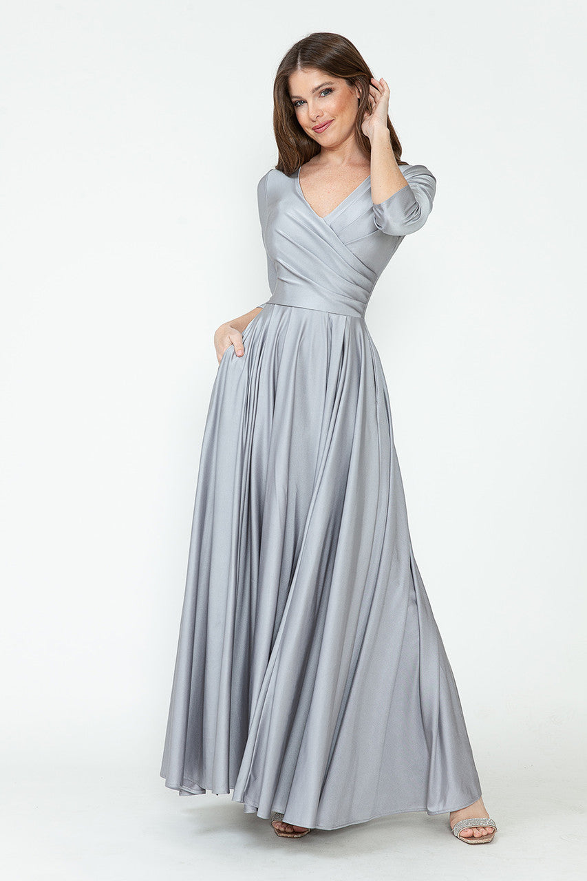 Vestido de madre de la novia con mangas 3/4 y corte A de Lenovia 5243